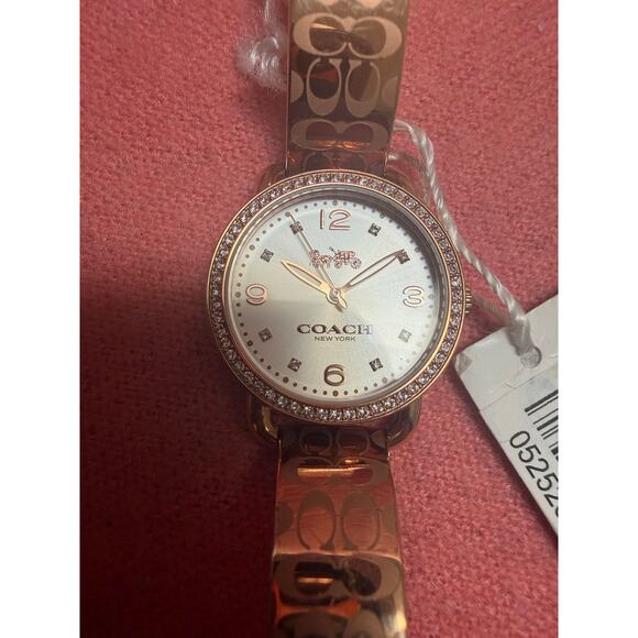 Coach Delancey Silver Dial Rose Gold Steel Strap Watch For Women - Picture 4 of 6